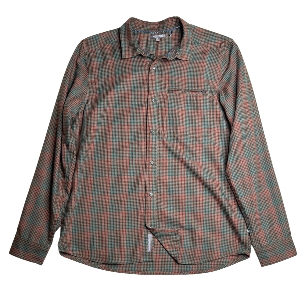 Toad&Co Wainwright Long Sleeve Plaid Flannel Button Down Green Red Mens Large
